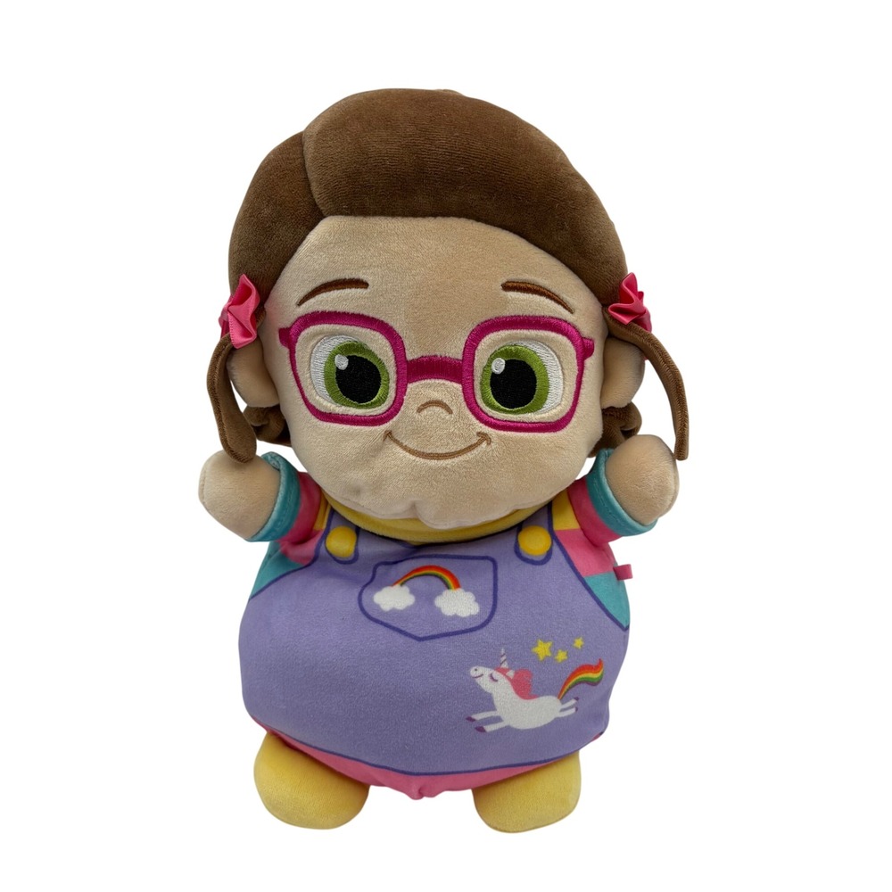 CoComelon Bella Squishmallow HugMees Plush 10 Inch Purple Overalls Rainbow 2023